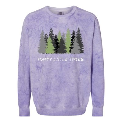 Funny Happy Little Trees Epic & Calm Forest Painting Art Colorblast Crewneck Sweatshirt