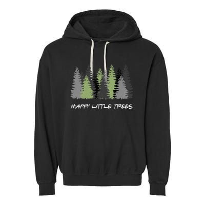 Funny Happy Little Trees Epic & Calm Forest Painting Art Garment-Dyed Fleece Hoodie