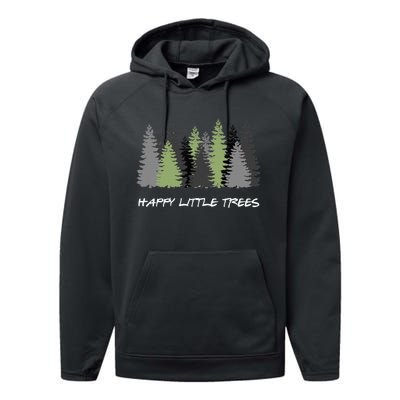 Funny Happy Little Trees Epic & Calm Forest Painting Art Performance Fleece Hoodie