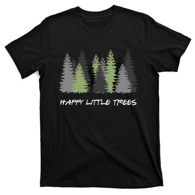 Funny Happy Little Trees Epic & Calm Forest Painting Art T-Shirt