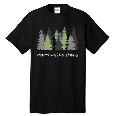 Funny Happy Little Trees Epic & Calm Forest Painting Art Tall T-Shirt