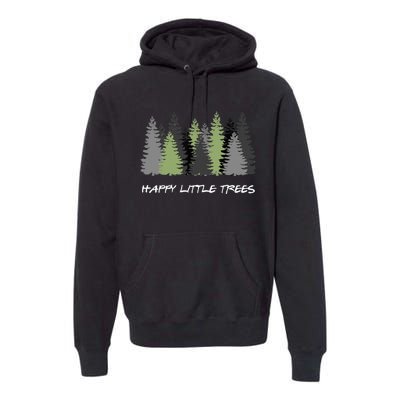 Funny Happy Little Trees Epic & Calm Forest Painting Art Premium Hoodie