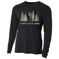 Funny Happy Little Trees Epic & Calm Forest Painting Art Cooling Performance Long Sleeve Crew