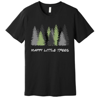 Funny Happy Little Trees Epic & Calm Forest Painting Art Premium T-Shirt