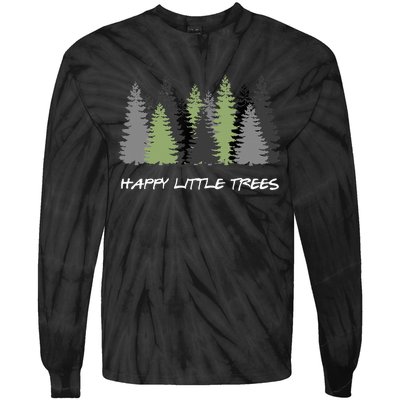 Funny Happy Little Trees Epic & Calm Forest Painting Art Tie-Dye Long Sleeve Shirt