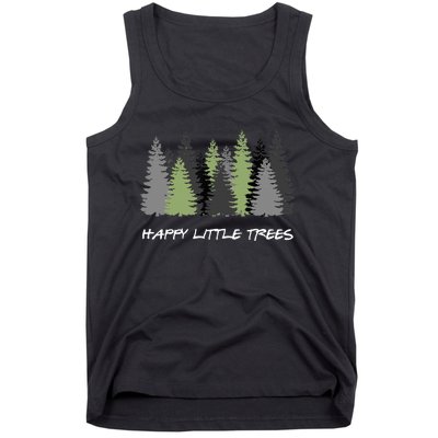 Funny Happy Little Trees Epic & Calm Forest Painting Art Tank Top