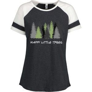 Funny Happy Little Trees Epic & Calm Forest Painting Art Enza Ladies Jersey Colorblock Tee