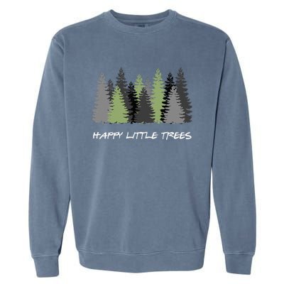 Funny Happy Little Trees Epic & Calm Forest Painting Art Garment-Dyed Sweatshirt