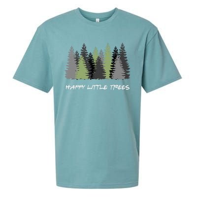 Funny Happy Little Trees Epic & Calm Forest Painting Art Sueded Cloud Jersey T-Shirt