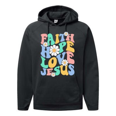 Faith, Hope, Love, Jesus Retro Groovy 's Christian Performance Fleece Hoodie