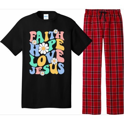 Faith, Hope, Love, Jesus Retro Groovy 's Christian Pajama Set