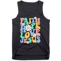 Faith, Hope, Love, Jesus Retro Groovy 's Christian Tank Top