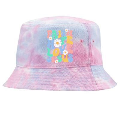 Faith, Hope, Love, Jesus Retro Groovy 's Christian Tie-Dyed Bucket Hat