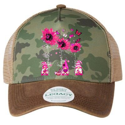 Faith Hope Love Gnome Ribbon Breast Cancer Awareness Flower Legacy Tie Dye Trucker Hat