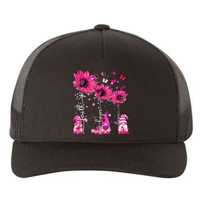 Faith Hope Love Gnome Ribbon Breast Cancer Awareness Flower Yupoong Adult 5-Panel Trucker Hat