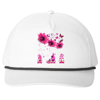 Faith Hope Love Gnome Ribbon Breast Cancer Awareness Flower Snapback Five-Panel Rope Hat