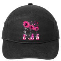 Faith Hope Love Gnome Ribbon Breast Cancer Awareness Flower 7-Panel Snapback Hat