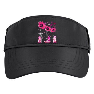 Faith Hope Love Gnome Ribbon Breast Cancer Awareness Flower Adult Drive Performance Visor