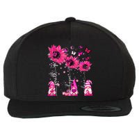 Faith Hope Love Gnome Ribbon Breast Cancer Awareness Flower Wool Snapback Cap