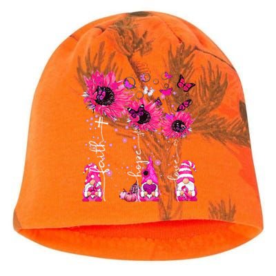 Faith Hope Love Gnome Ribbon Breast Cancer Awareness Flower Kati - Camo Knit Beanie