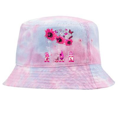 Faith Hope Love Gnome Ribbon Breast Cancer Awareness Flower Tie-Dyed Bucket Hat