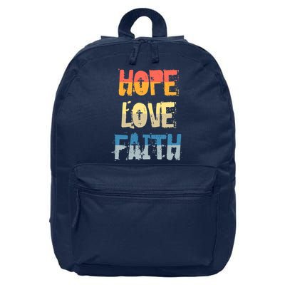 Faith Hope Love Christian Faith Saying Jesus Christ 16 in Basic Backpack