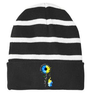 Faith Hope Love Awareness Downs Syndrome The Blue Elephant Striped Beanie with Solid Band