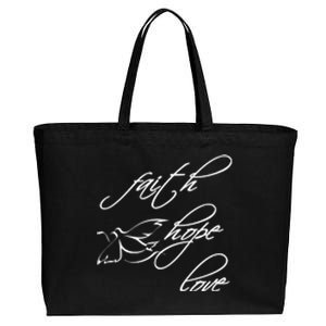 Faith Hope Love Spiritual Tee Cotton Canvas Jumbo Tote