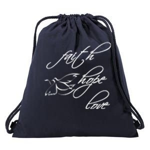 Faith Hope Love Spiritual Tee Drawstring Bag