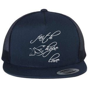 Faith Hope Love Spiritual Tee Flat Bill Trucker Hat