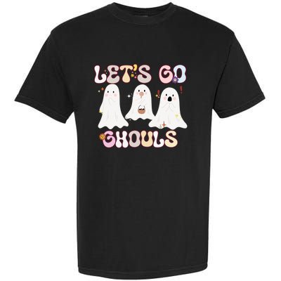 Funny Halloween Lets Go Ghouls Groovy Retro Cool Time Gift Garment-Dyed Heavyweight T-Shirt