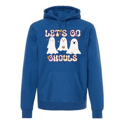 Funny Halloween Lets Go Ghouls Groovy Retro Cool Time Gift Premium Hoodie