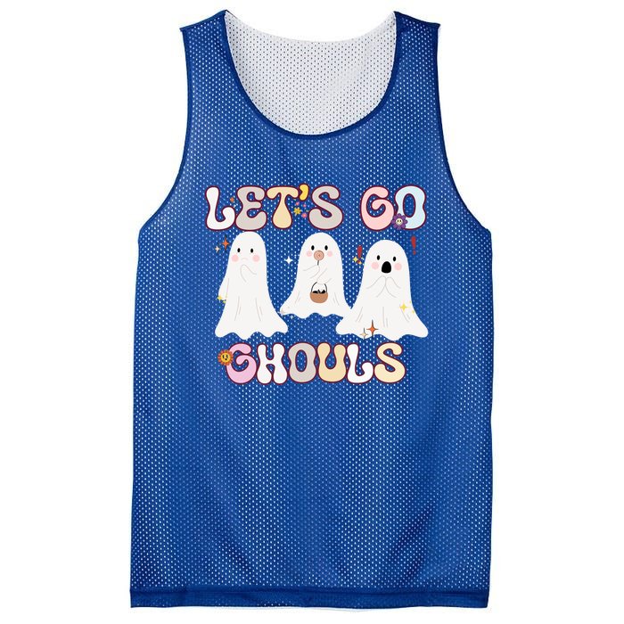 Funny Halloween Lets Go Ghouls Groovy Retro Cool Time Gift Mesh Reversible Basketball Jersey Tank