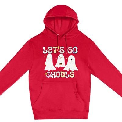 Funny Halloween Lets Go Ghouls Groovy Retro Cool Time Gift Premium Pullover Hoodie