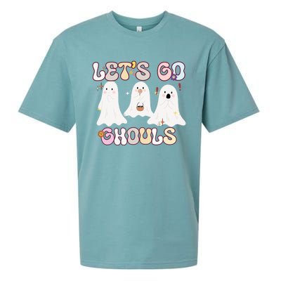 Funny Halloween Lets Go Ghouls Groovy Retro Cool Time Gift Sueded Cloud Jersey T-Shirt