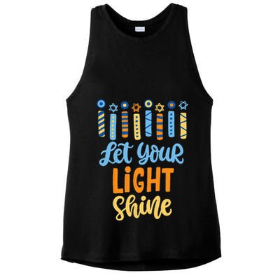 Funny Hanukkah Let Your Light Shine Menorah Ladies PosiCharge Tri-Blend Wicking Tank