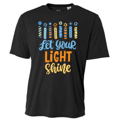 Funny Hanukkah Let Your Light Shine Menorah Cooling Performance Crew T-Shirt