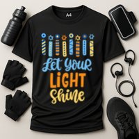 Funny Hanukkah Let Your Light Shine Menorah Performance Shirt