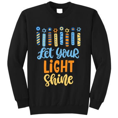 Funny Hanukkah Let Your Light Shine Menorah Sweatshirt