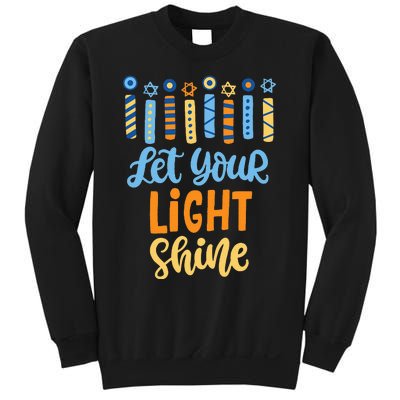 Funny Hanukkah Let Your Light Shine Menorah Sweatshirt