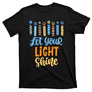 Funny Hanukkah Let Your Light Shine Menorah T-Shirt