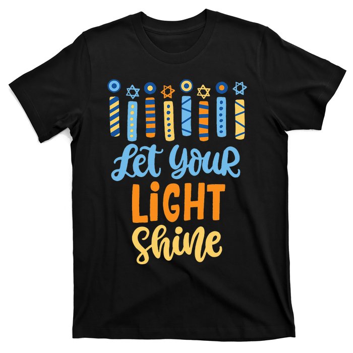 Funny Hanukkah Let Your Light Shine Menorah T-Shirt