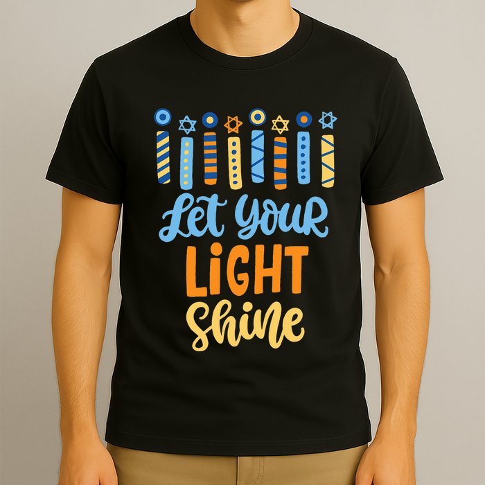 Funny Hanukkah Let Your Light Shine Menorah T-Shirt
