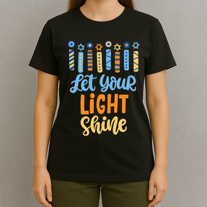 Funny Hanukkah Let Your Light Shine Menorah T-Shirt