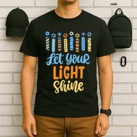 Funny Hanukkah Let Your Light Shine Menorah T-Shirt