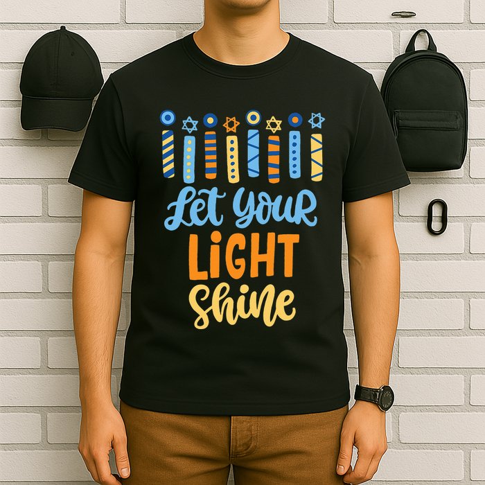 Funny Hanukkah Let Your Light Shine Menorah T-Shirt