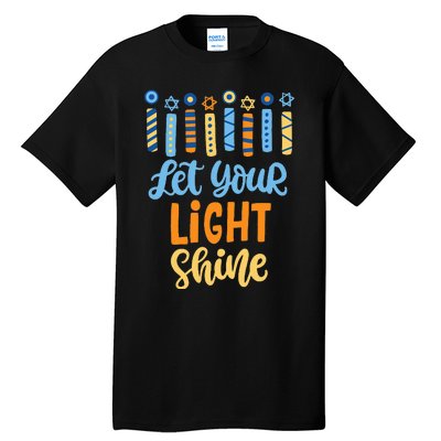 Funny Hanukkah Let Your Light Shine Menorah Tall T-Shirt