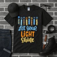 Funny Hanukkah Let Your Light Shine Menorah Tall T-Shirt