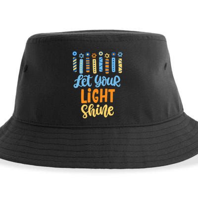 Funny Hanukkah Let Your Light Shine Menorah Sustainable Bucket Hat