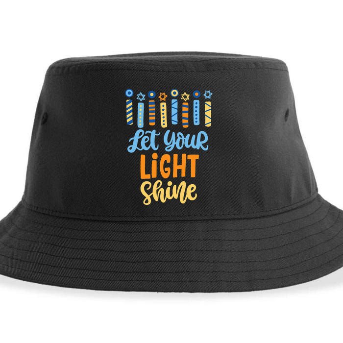 Funny Hanukkah Let Your Light Shine Menorah Sustainable Bucket Hat